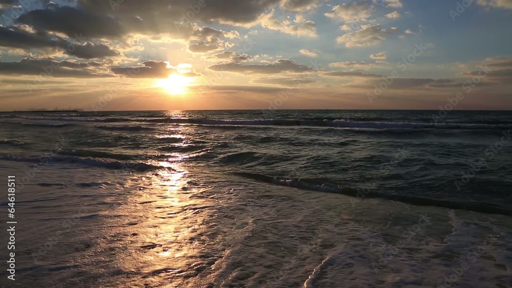 Dubai sea and beach, sunset