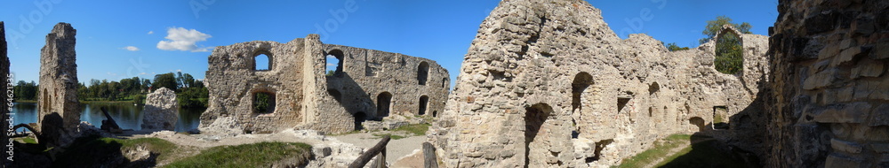 Panorama of remains of old castle (Koknese, Latvia)