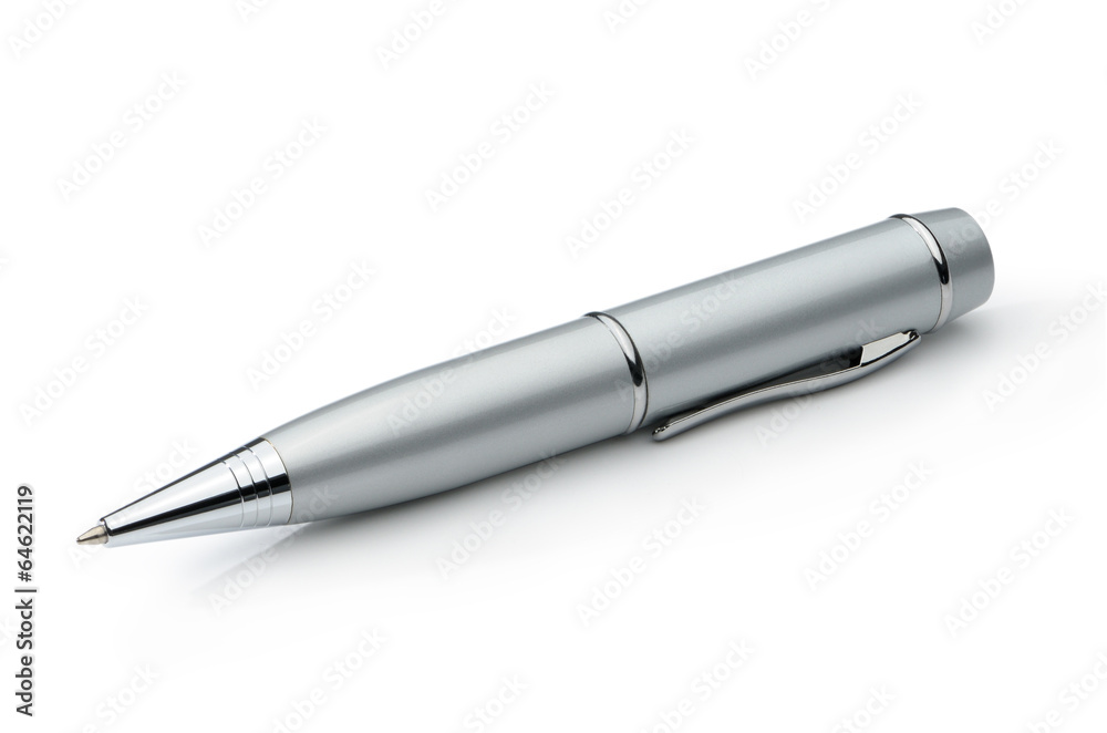 Silver metal pen isolated on a white background Silver metal pen isolated on a white background