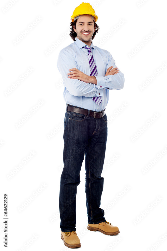 Young architect posing confidently Young architect posing confidently