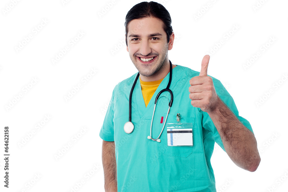Smiling doctor with okay gesture Smiling doctor with okay gesture