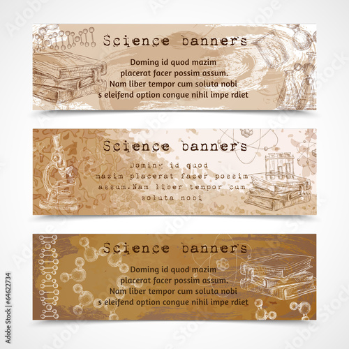 Science sketch vintage banners