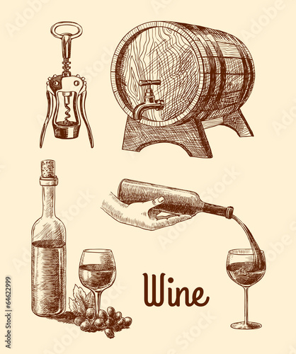 Wine sketch decorative set