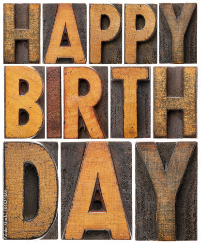 Canvas Print happy birthday in wood type