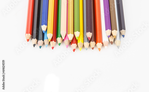 group of coloring pencils on white