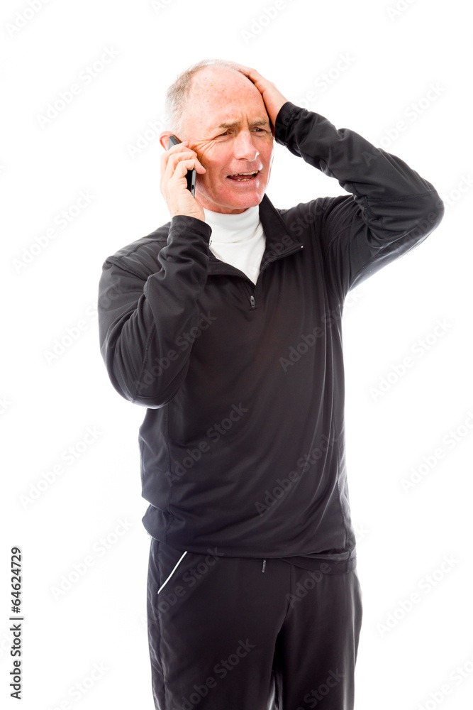 Senior man talking on a mobile phone Senior man talking on a mobile phone