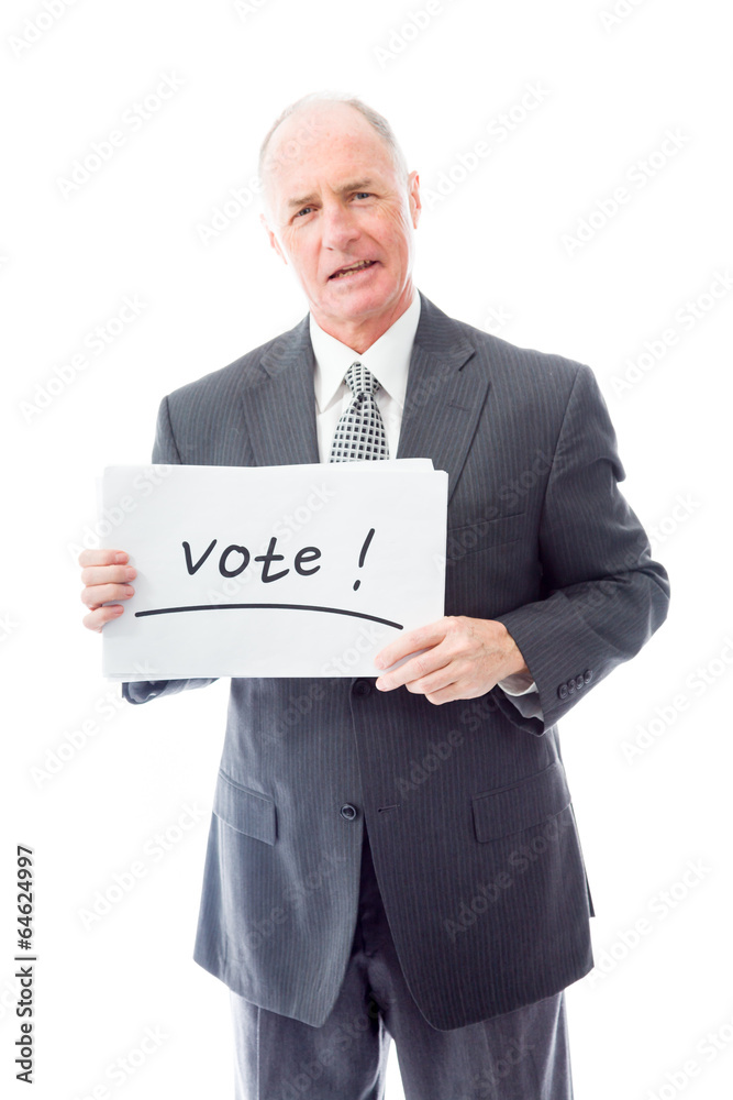 Businessman holding a message board with the text words Businessman holding a message board with the text words