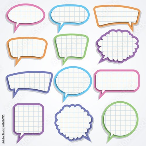 Vector set of colorful paper speech bubbles