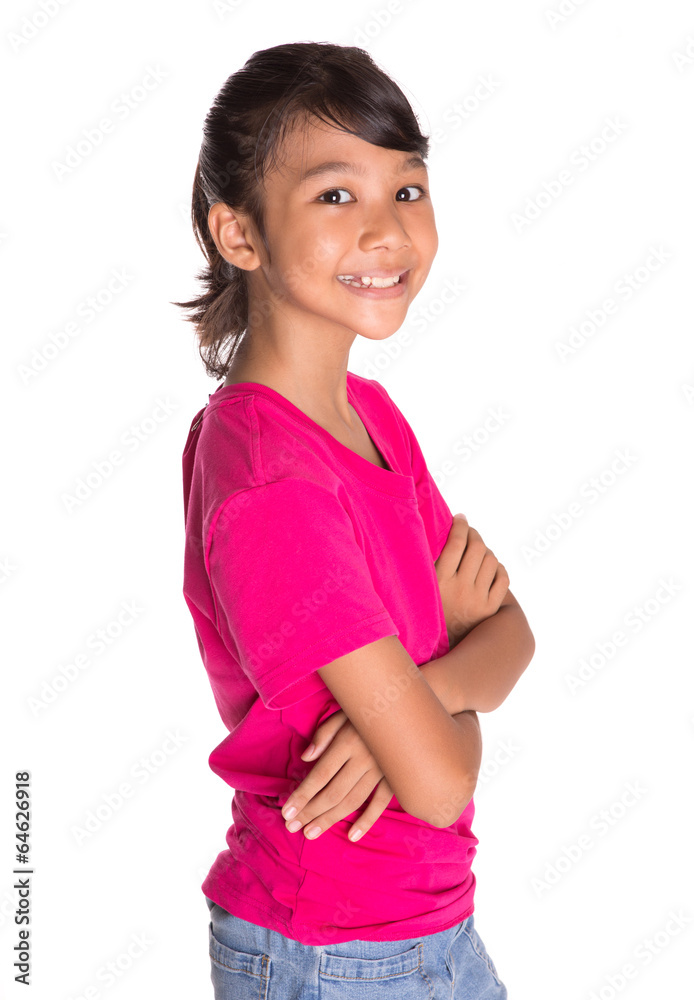 Young Asian Malay girl in pink tshirt and a pair of blue denim Young Asian Malay girl in pink tshirt and a pair of blue denim