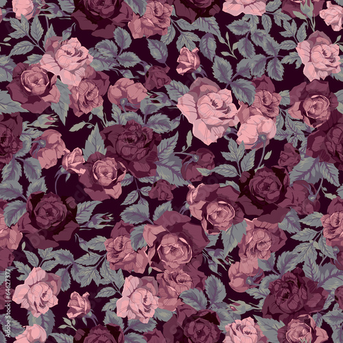 Vector seamless floral pattern with roses