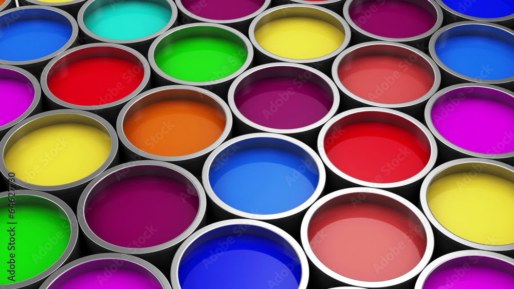 Stack of Colorful Paint Cans. HQ Seamless Looping Animation Stack of Colorful Paint Cans. HQ Seamless Looping Animation
