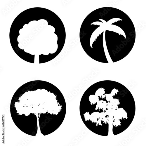 tree set black and white vector