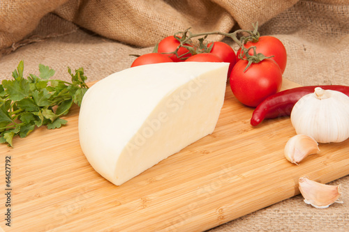 White cheese with spices and vegetables