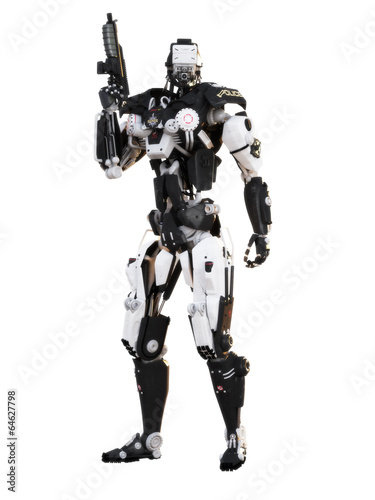 Robot Futuristic Police armored mech weapon © Digital Storm