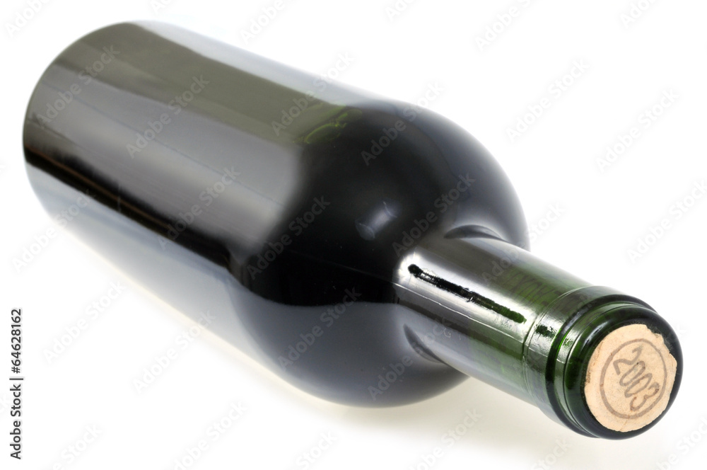 Bouteille de vin rouge couchée Bouteille de vin rouge couchée