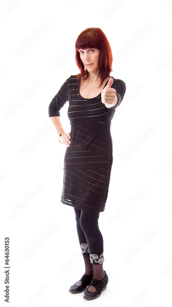 Mature woman showing thumbs up sign Mature woman showing thumbs up sign
