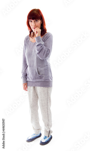 Mature woman biting nail