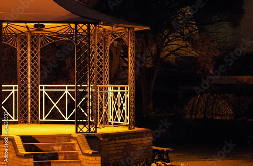 music venue bandstand at night