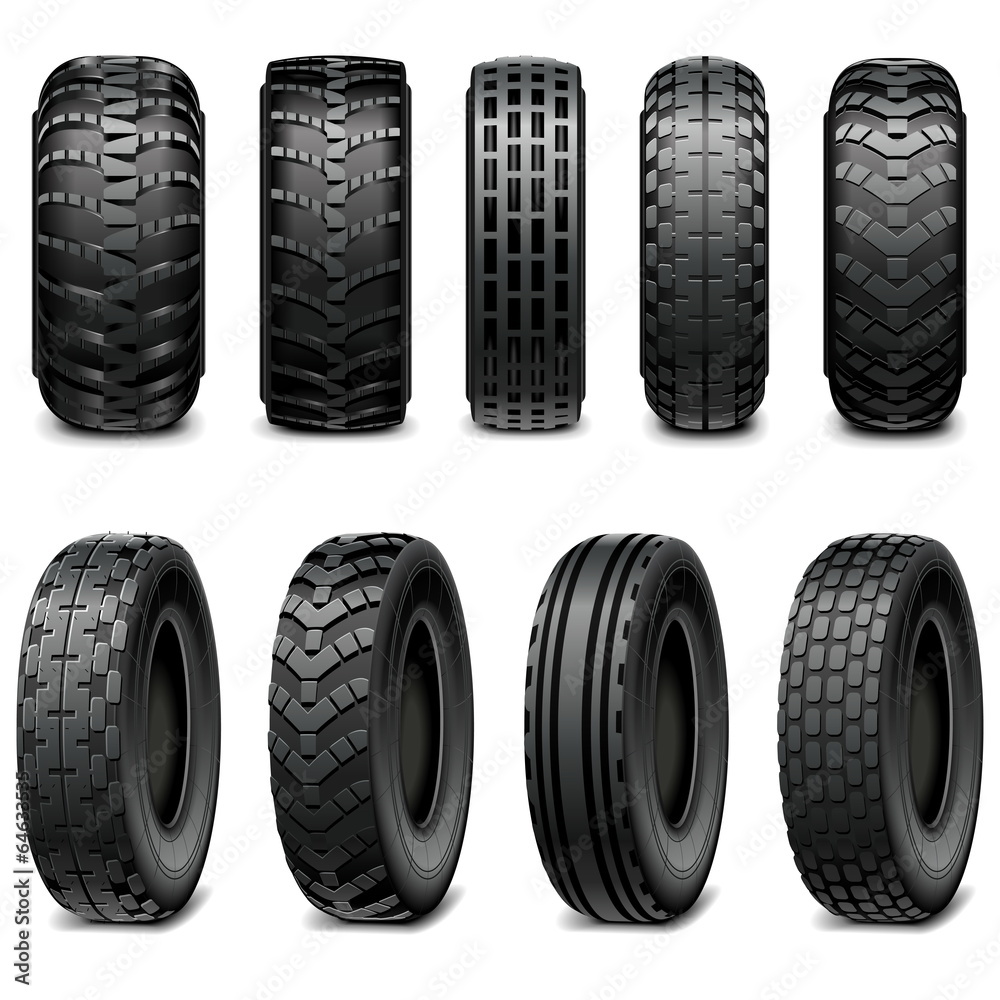 Obraz premium Vector Truck and Tractor Tires