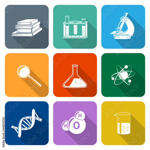 Science Icons Flat Set