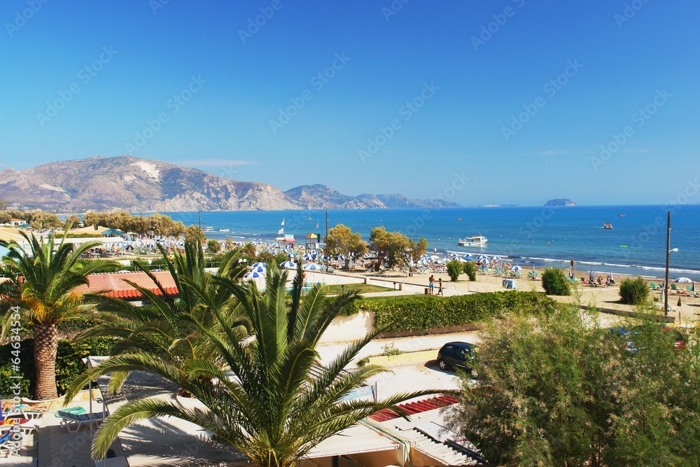 View of the beach in Laganas, Zakynthos