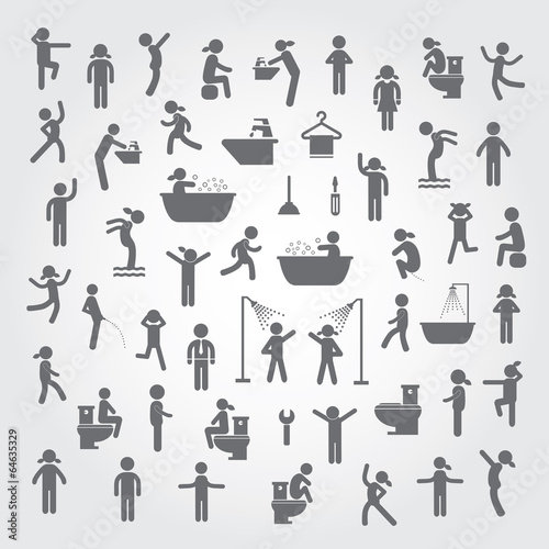 action people and  hygiene icons set