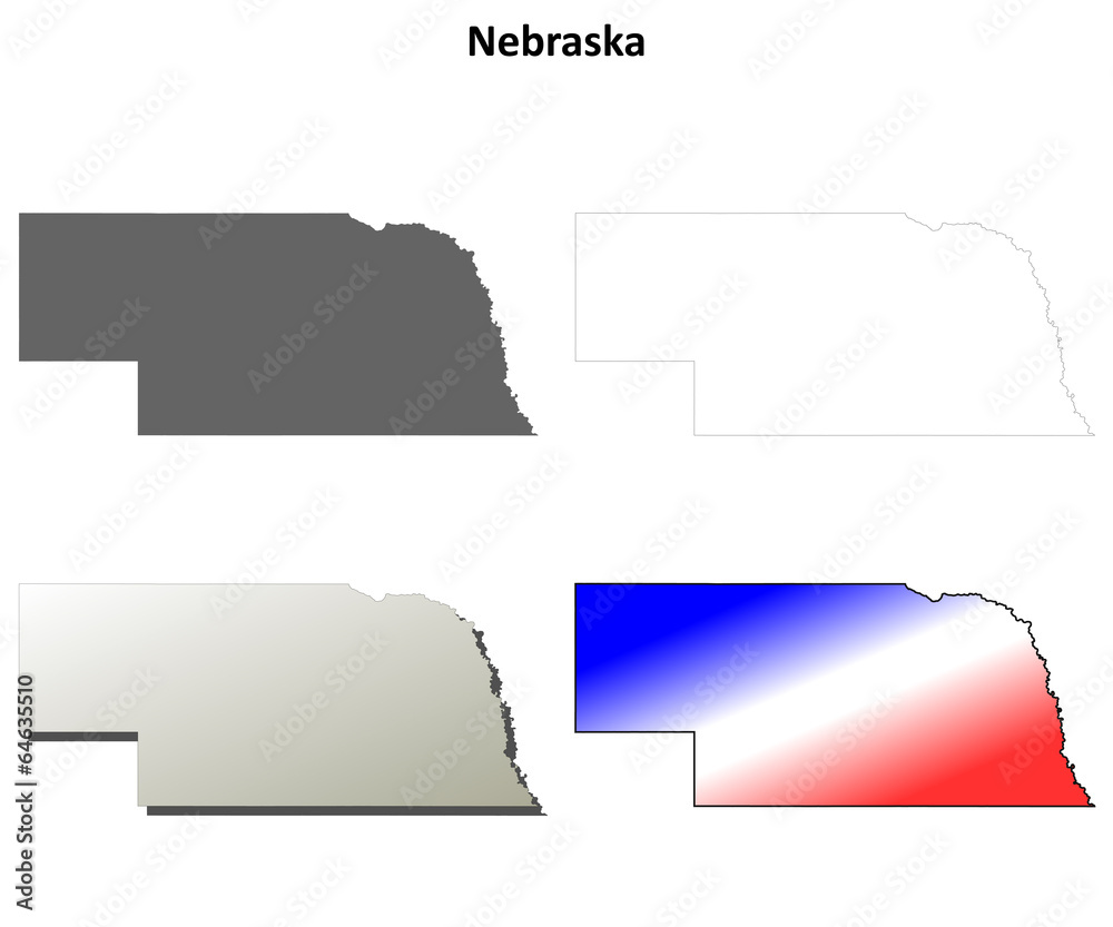 Nebraska blank outline map set