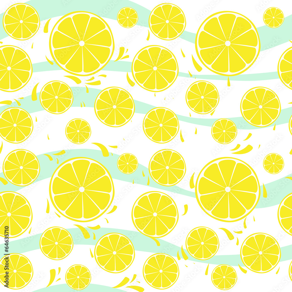 Lemons slices seamless pattern splash on blue white Lemons slices seamless pattern splash on blue white