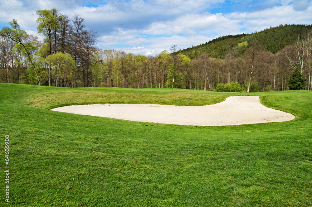 White sand bunker on the golf course