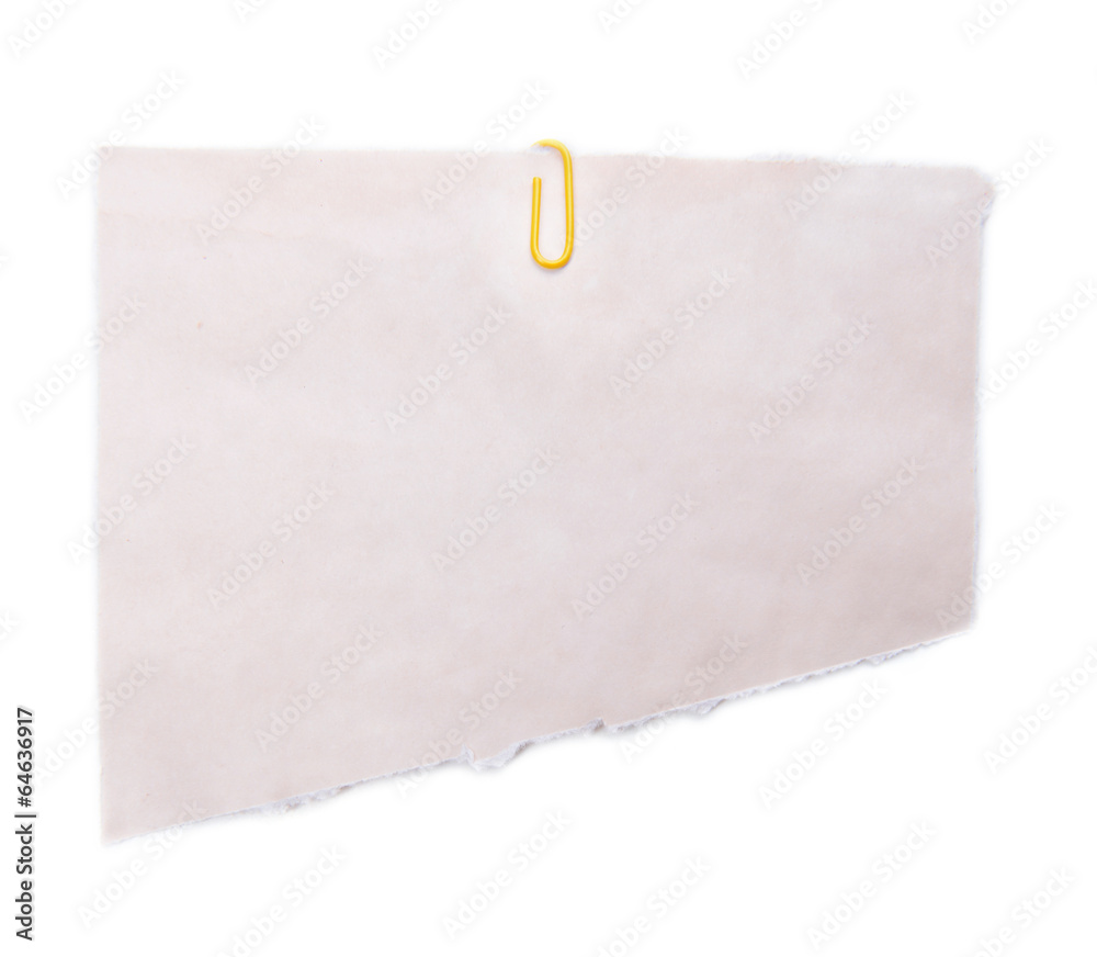 Empty paper sheet isolated on white