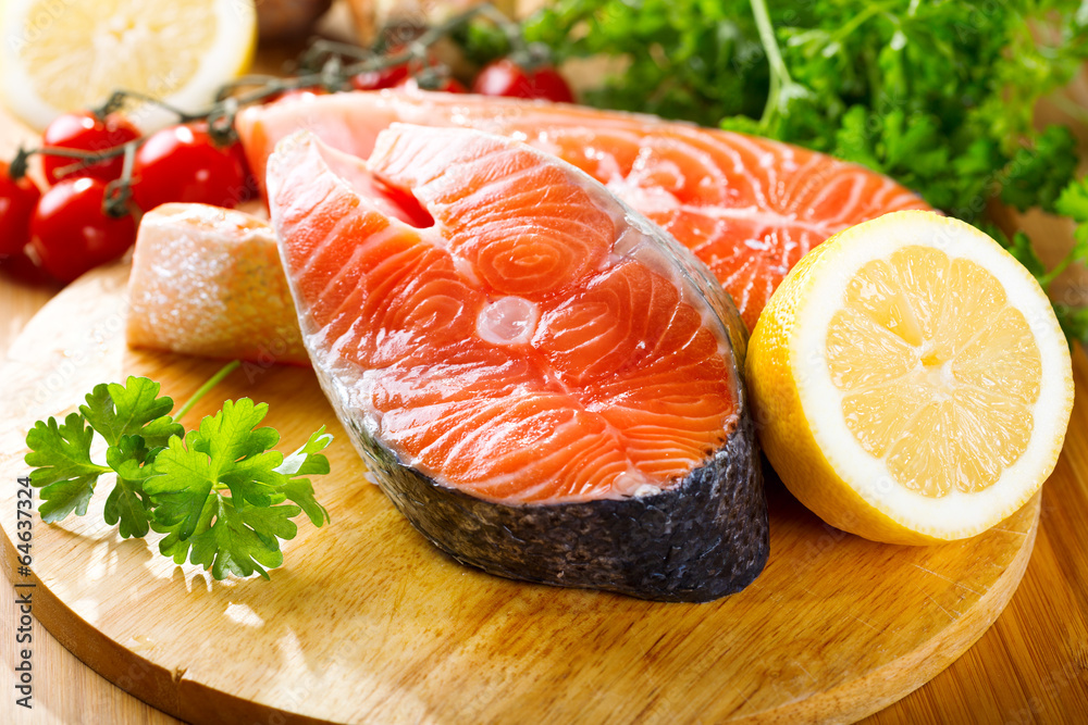 raw salmon steak