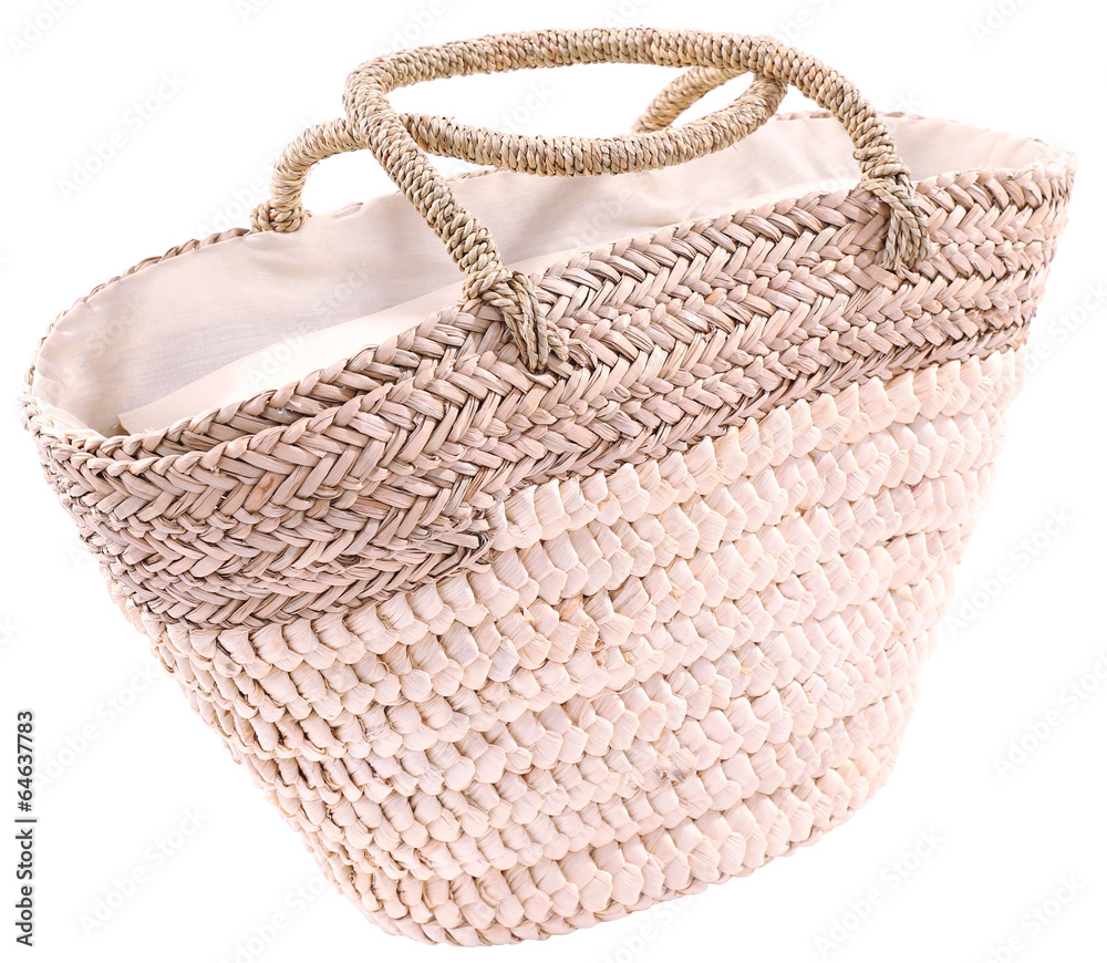 Wicker bag isolated on white