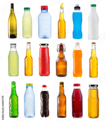 set of various bottles