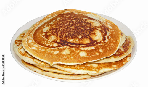 Pile of pancakes isolated on white background