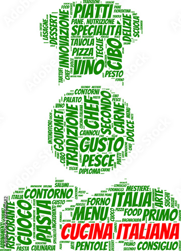 tag cloud con pittogramma di chef italiano