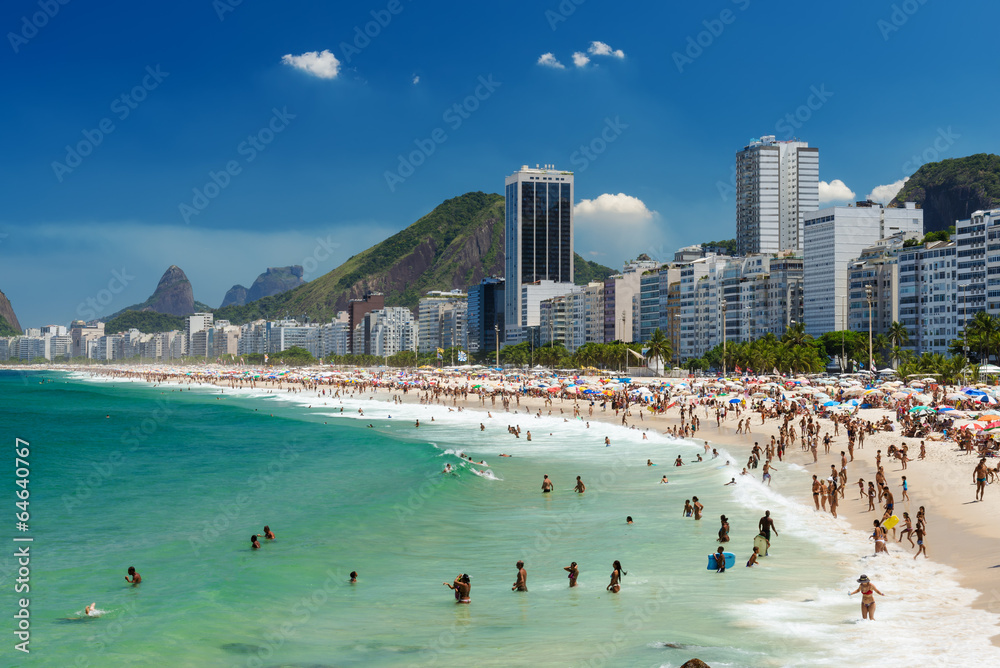 Naklejka premium view of Copacabana beach in Rio de Janeiro, Brazil
