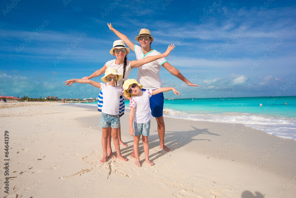 Happy family with two girls on summer vacation Happy family with two girls on summer vacation