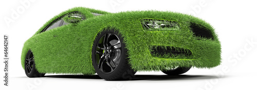 3d rendered illustration of a car covered in grass