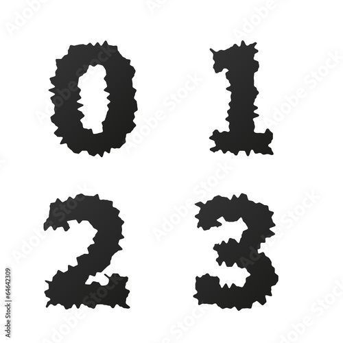 Abstract black vector alphabet numbers