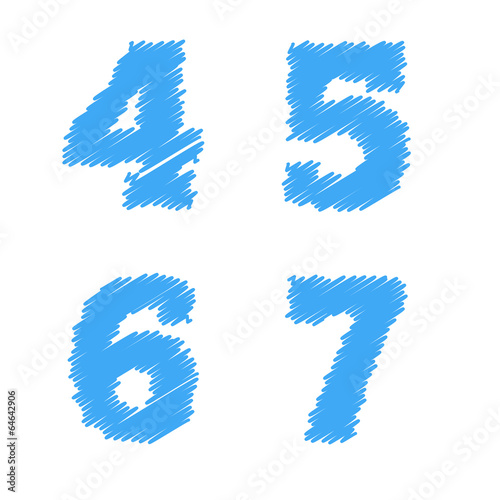 Sketched vector alphabet numbers