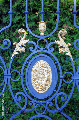 Forged gates with leaves and gilding