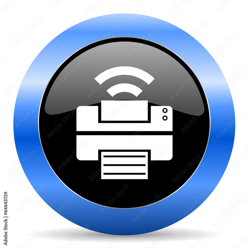 printer blue glossy icon printer blue glossy icon