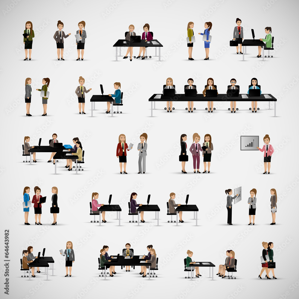 Business Women - Isolated On Gray Background