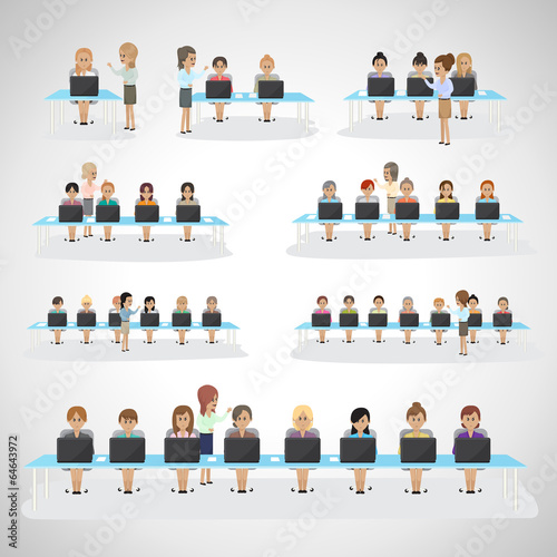 Business Women - Isolated On Gray Background