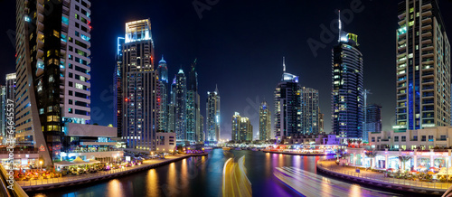 Photography Dubai Marina by night - panorama