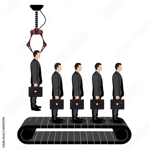 selection of a businessman on a conveyor