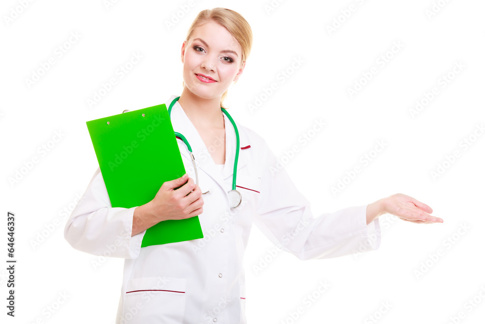Woman doctor in lab coat with stethoscope. Medical Woman doctor in lab coat with stethoscope. Medical