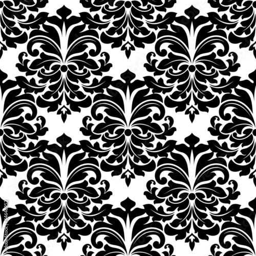 Black and white damask seamless pattern