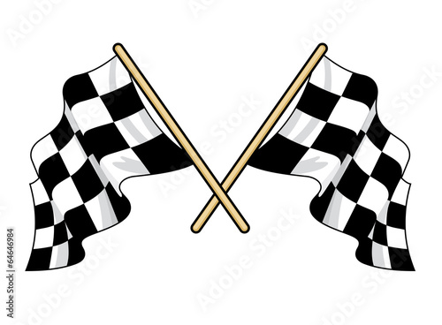 Crossed waving motor sport flags