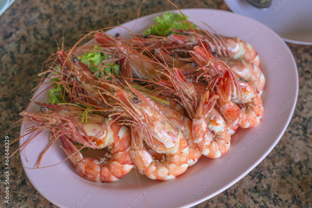 Ready to eat grilled big prawn - Roasted tails of shrimps Ready to eat grilled big prawn - Roasted tails of shrimps